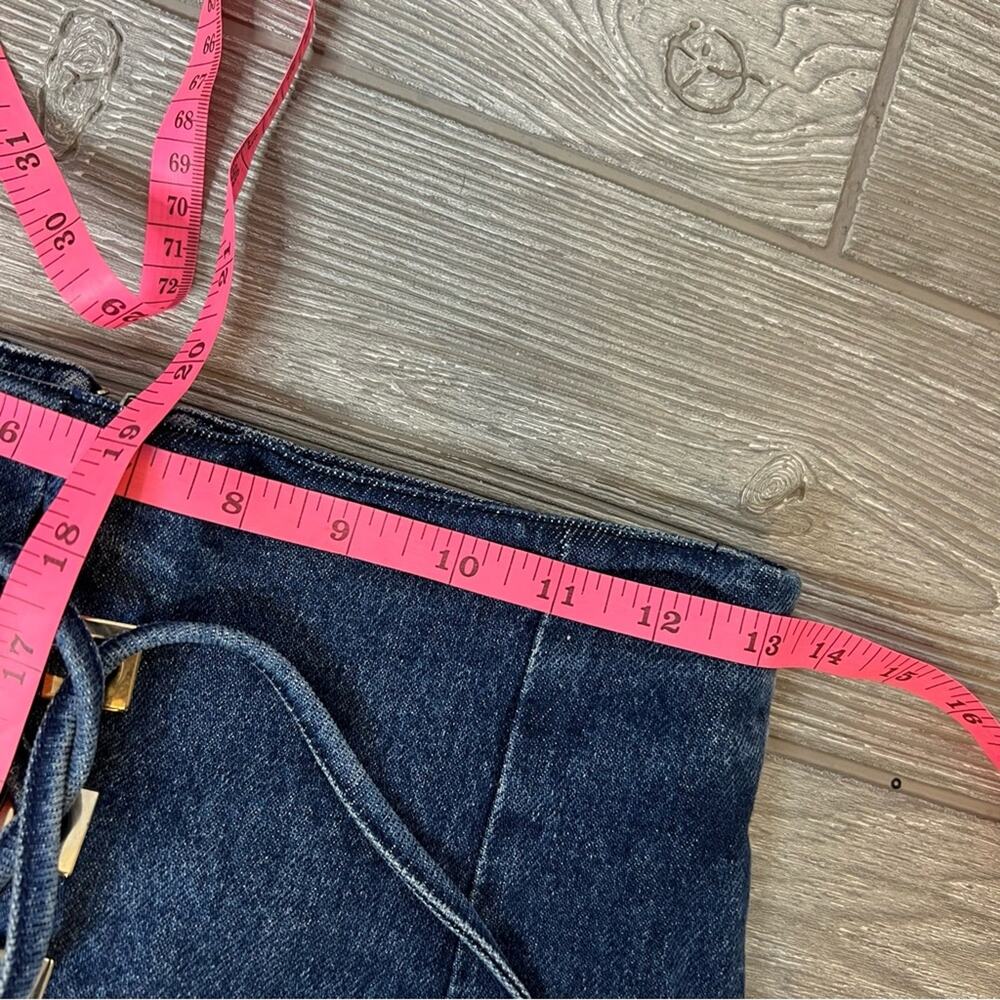 Sandro Eunice lace up Denim skirt Sz 4/6 - Picture 4 of 9